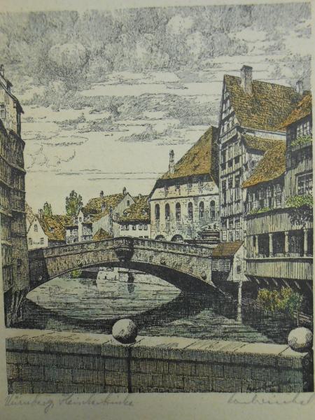 2 Repros Nürnberg Fleischerbrücke und Burgaufgang von Karl Winkel München 