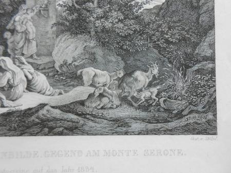 Adrian Ludwig Richter Ernst Stölzel  Dresden Gegend am  Monte Serone Radierung