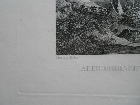 Adrian Ludwig Richter Ernst Stölzel  Dresden Gegend am  Monte Serone Radierung