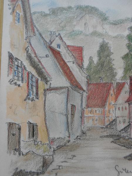 GUTENBERG Aquarell datiert 1937 von Gustav Schleicher Stuttgart Hölzel-Kreis 