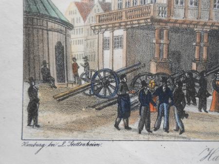 HAMBURG BÖRSE Das Commercium, Die  Waage, Alter Krahn Litho um 1830 Stettenheim
