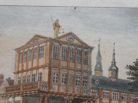 HAMBURG BÖRSE Das Commercium, Die  Waage, Alter Krahn Litho um 1830 Stettenheim
