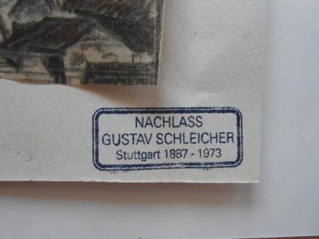 Gustav Schleicher STUTTGART Stiftskirche Altes Schloss Zeichnung um 1910