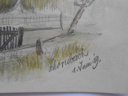 Schornbach Schorndorf Aquarell 1919 von Gustav Schleicher ?