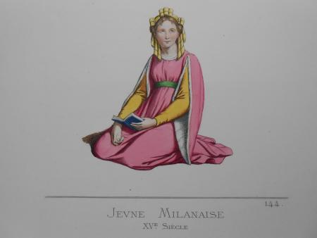 12 Stahlstiche um 1860 Mailand Milano Kostüme aus dem 13 -  16. Jhdt. Podestat