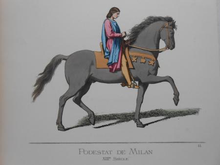 12 Stahlstiche um 1860 Mailand Milano Kostüme aus dem 13 -  16. Jhdt. Podestat