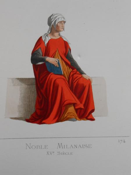 12 Stahlstiche um 1860 Mailand Milano Kostüme aus dem 13 -  16. Jhdt. Podestat