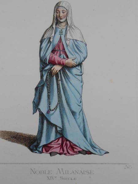 12 Stahlstiche um 1860 Mailand Milano Kostüme aus dem 13 -  16. Jhdt. Podestat