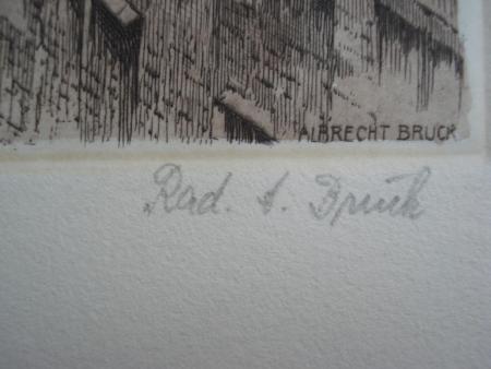 HAMBURG Steckelhörnfleet Radierung ALBRECHT BRUCK Laubau Berlin Lankwitz Dresden