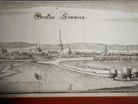 Original MERIAN Kupferstich Grossen Sömmern Sömmerda b. Weisensee Unstrut 1650