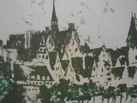 KARL SCHÄFER Geislingen Göppingen MÜNSTER ULM 2 große Farblithografien signiert