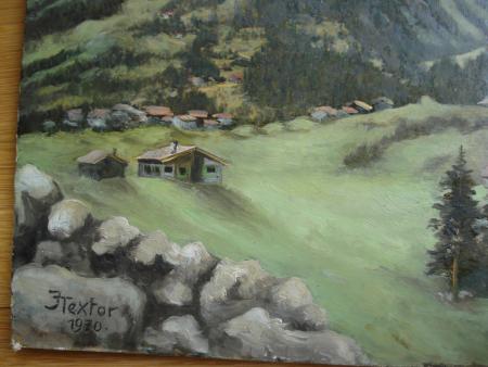 J. TEXTOR Winkelmatten mit MATTERHORN Zermatt Schweiz Ölgemälde datiert 1970