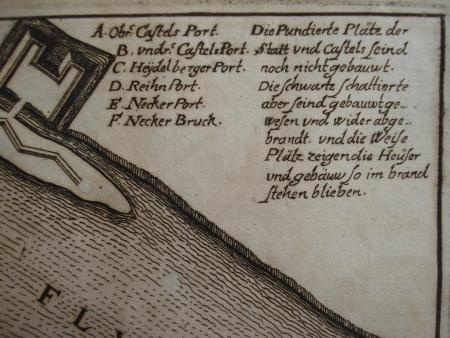 MANNHEIM Zitadelle Friedrichsburg  Eichelsheim Merian Theatrum Europaeum 1635
