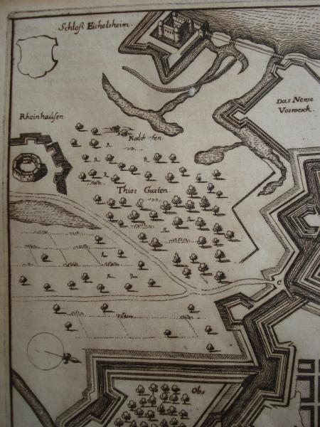 MANNHEIM Zitadelle Friedrichsburg  Eichelsheim Merian Theatrum Europaeum 1635