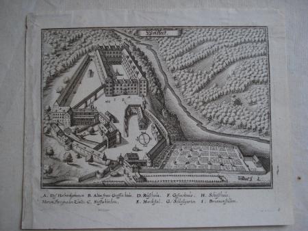 Schlossanlage WOLFEGG Wolffeck Ravensburg Rüsthaus Matthäus MERIAN Kupferstich 