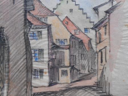 Straße in ÜBERLINGEN Bodensee 1926 von Gustav Schleicher Stuttgart Hölzel-Kreis