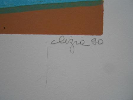 Mario Giani CLIZIA Turin TORINO Paesaggio Italiano Linolschnitt 1990 signiert 