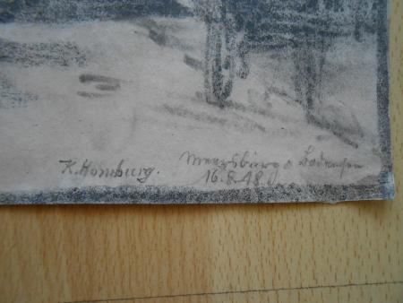 KARL HOMBURG * 1874 MEERSBURG Bodensee Bleistift-Zeichnung datiert 1918