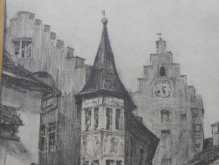 KARL HOMBURG * 1874 MEERSBURG Bodensee Bleistift-Zeichnung datiert 1918