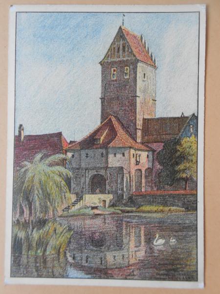 4x DINKELSBÜHL Bäuerlinsturm Stadtmühle Weinmarkt Rothenburger Tor Hermann Lenz 