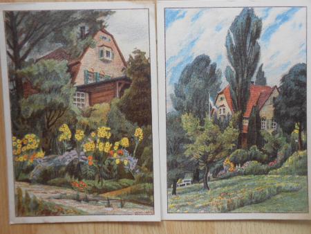 VORRA Wald-Kaffee 4 Lithokarten von Hermann Lenz Dahlen Nürnberg um1940 Pegnitz