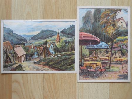 VORRA Wald-Kaffee 4 Lithokarten von Hermann Lenz Dahlen Nürnberg um1940 Pegnitz