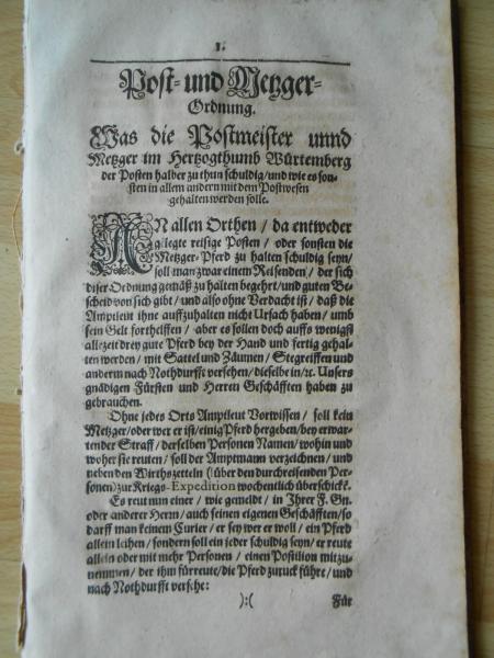 Metzger boucher butcher Fleischer Schlächter Recht 1669 Rößlin Stuttgart POST