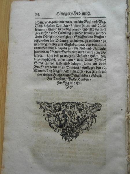 Metzger boucher butcher Fleischer Schlächter Recht 1669 Rößlin Stuttgart POST