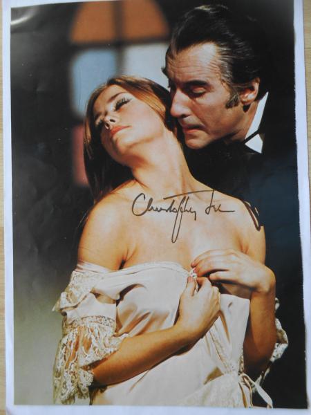 Original Autogramme CHRISTOPHER LEE Dracula Vampir Hollywood Kino Film Warner 
