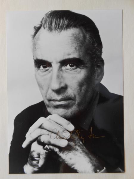 Original Autogramme CHRISTOPHER LEE Dracula Vampir Hollywood Kino Film Warner 