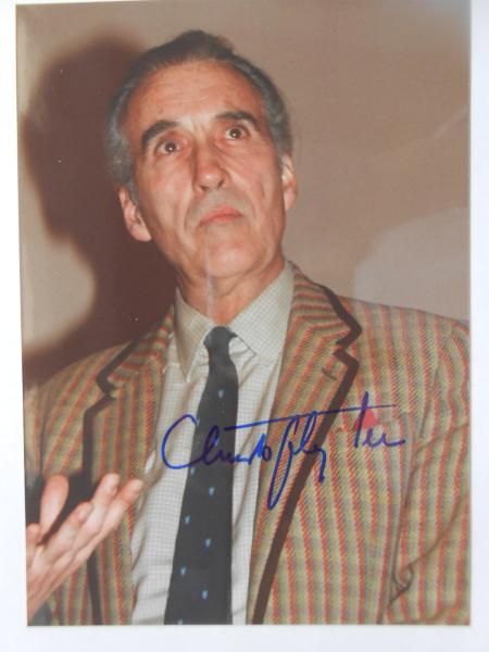 Original Autogramme CHRISTOPHER LEE Dracula Vampir Hollywood Kino Film Warner 