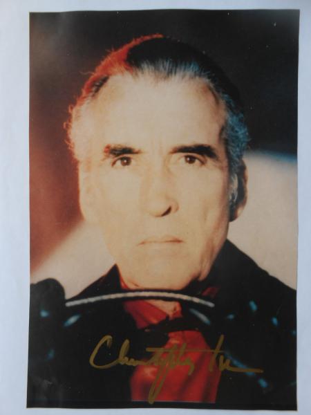 Original Autogramme CHRISTOPHER LEE Dracula Vampir Hollywood Kino Film Warner 