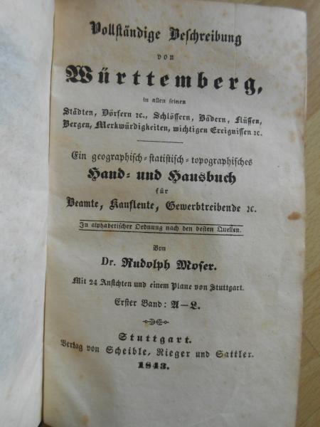 Rudolph MOSER WÜRTTEMBERG Dopffel Lauffen Liebenzell Waldburg Teinach Niedernau