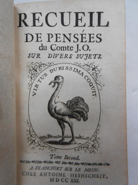 Recueil de pensées du Comte J OXENSTIERNA Antoine Heinscheit Henscheld Frankfurt