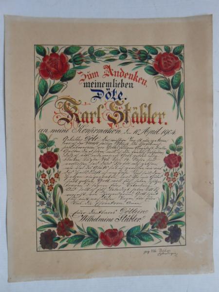 Döte Karl Stäbler Konfirmation 1904 von Wilhelmine Stäbler . Weber Echterdingen