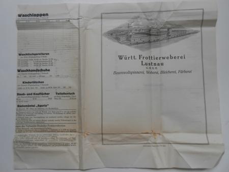 TÜBINGEN LUSTNAU EGERIA Alte Weberei Bleicherei Färberei Frottee sehr selten