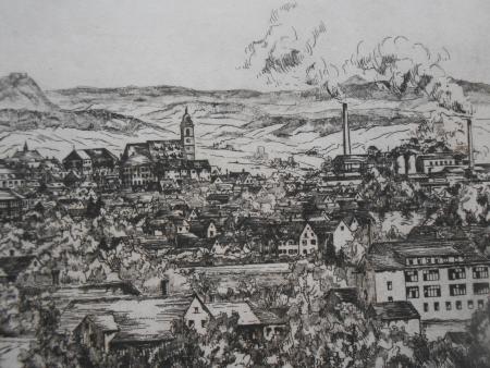 August Gustl ILLENBERGER NÜRTINGEN -Panorama Heidenheim Schorndorf Düsseldorf