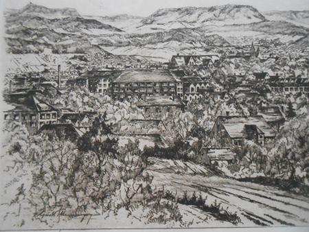 August Gustl ILLENBERGER NÜRTINGEN -Panorama Heidenheim Schorndorf Düsseldorf