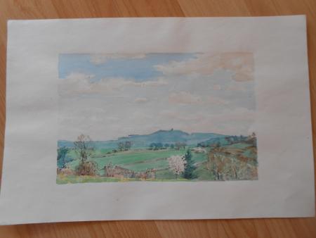 BUSSEN Unlingen Uttenweiler Hausberg Oberschwaben Original Aquarell