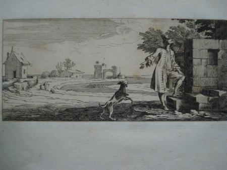 Gottfried STEIN Augsburg 1720 Callot  Hund Handwerk Schloss Treidler Galanterie