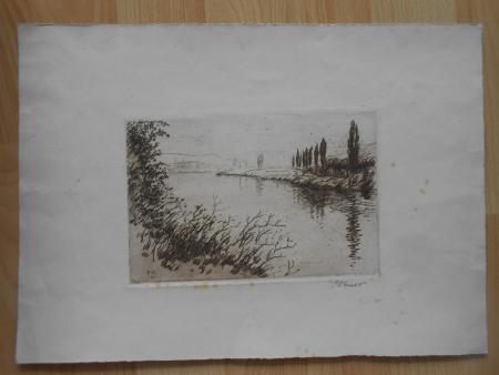 Paul Obrecht Markirch Elsass Obertürkheim Stuttgart Radierung von 1921 signiert