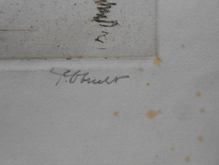 Paul Obrecht Markirch Elsass Obertürkheim Stuttgart Radierung von 1921 signiert