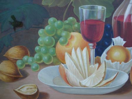 Richard THOMA HASLACH Kinzigtal 1940 Wein Karaffe Walnuss Trauben Rotwein 
