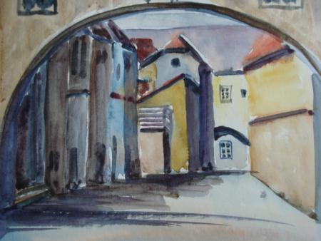 von Unbekannt: STEIN WACHAU Aquarell von 1978 monogrammiert S