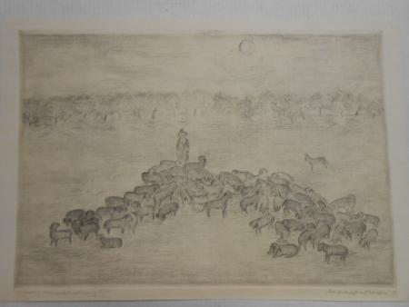 MORITZBURG A. Leschig Schafe Schaf Herde  Winter sheep 1977 1978