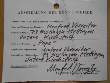 Manfred Vorreiter Schamers CSSR Esslingen Brudi Zeichnung Pope signiert 1973