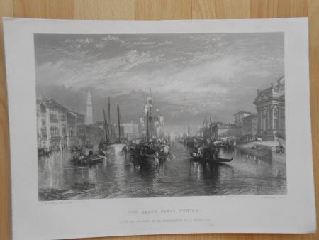 The Grand Canal Venice  Turner Brandard Stahlstich um 1840 Venedig Gondel 