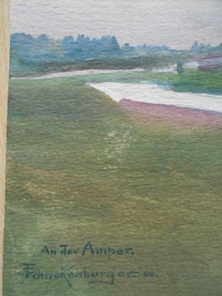 F. Schnekenburger An der Amper bei Esting Olching. Aquarell von 1900