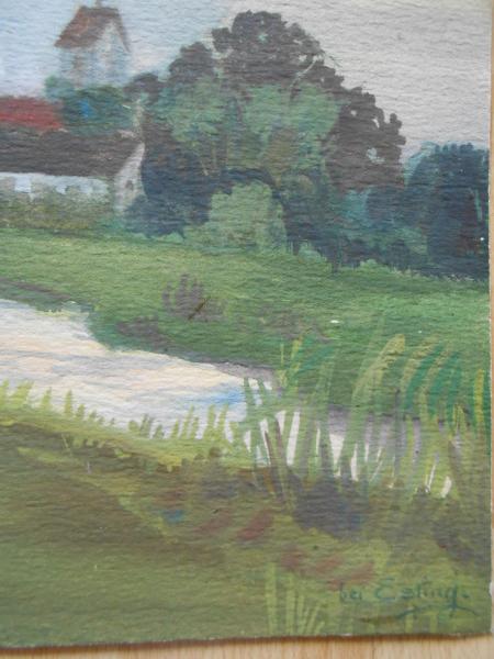 F. Schnekenburger An der Amper bei Esting Olching. Aquarell von 1900