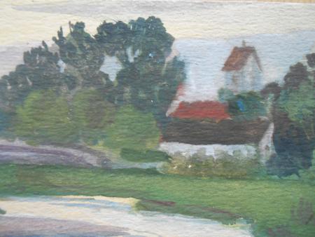 F. Schnekenburger An der Amper bei Esting Olching. Aquarell von 1900